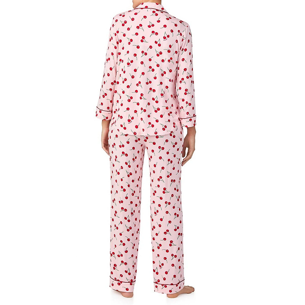 2-Piece Print Stretch-Modal Notch Pyjama Set