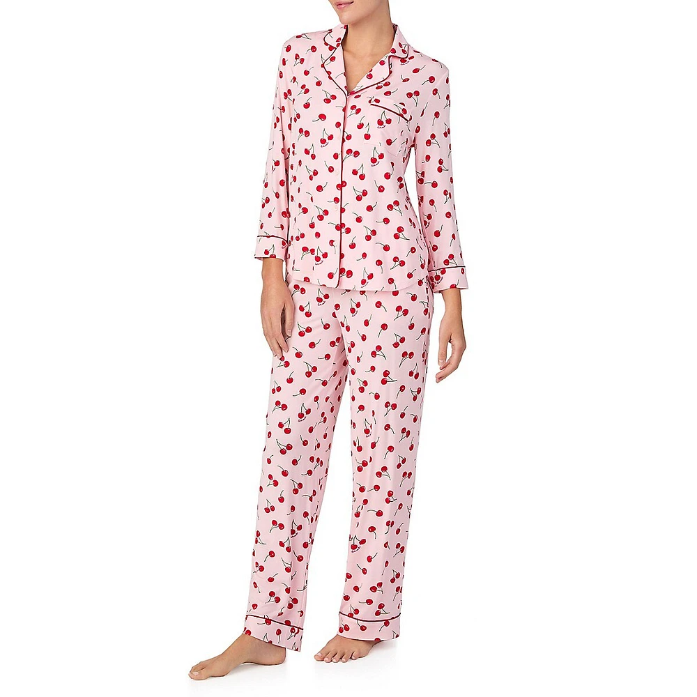 2-Piece Print Stretch-Modal Notch Pyjama Set