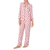 2-Piece Print Stretch-Modal Notch Pyjama Set