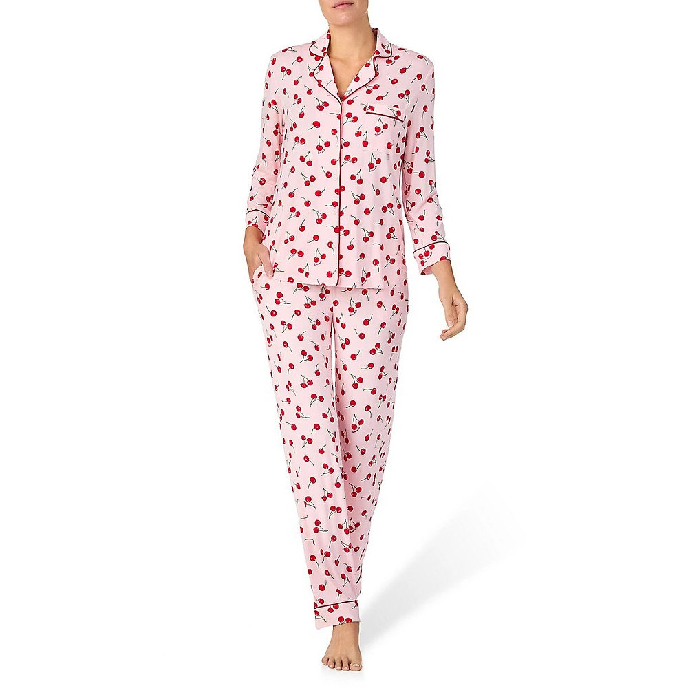 2-Piece Print Stretch-Modal Notch Pyjama Set