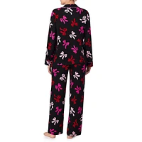 2-Piece Print Piped Top & Pant Pyjama Set