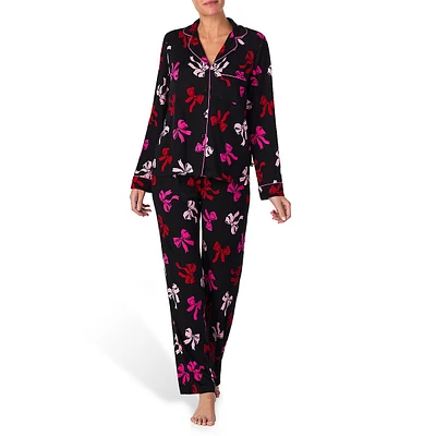 2-Piece Print Piped Top & Pant Pyjama Set