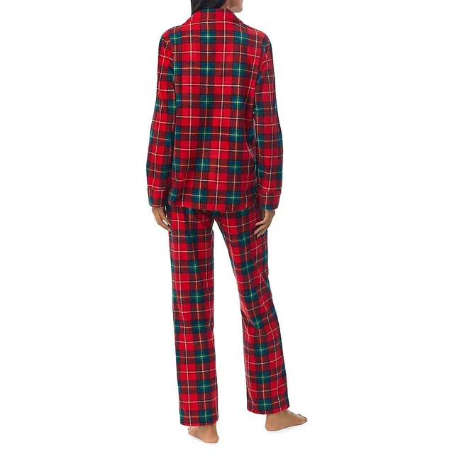Lauren Ralph Lauren Long Sleeve Notch Collar Long Pant Velvet Paisley Print  Pajama Set