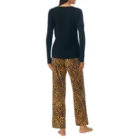 2-Piece Long-Sleeve Knit Top & Long Fleece Pant Pyjama Set