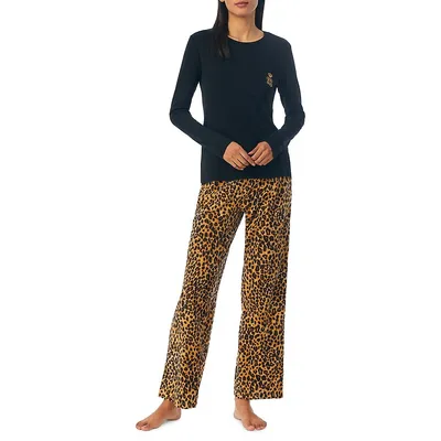 2-Piece Long-Sleeve Knit Top & Long Fleece Pant Pyjama Set