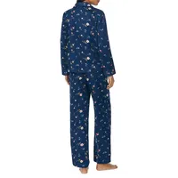 Long Sleeve Notch Collar Top & Pant Pyjama Set
