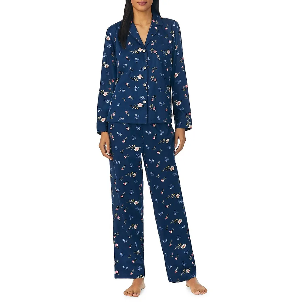 Lauren Ralph Lauren Long Sleeve Notch Collar Top & Pant Pyjama Set