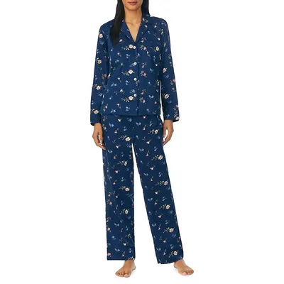 Long Sleeve Notch Collar Top & Pant Pyjama Set