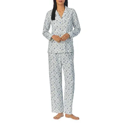 Notch Collar Top & Long Pant Pyjama Set