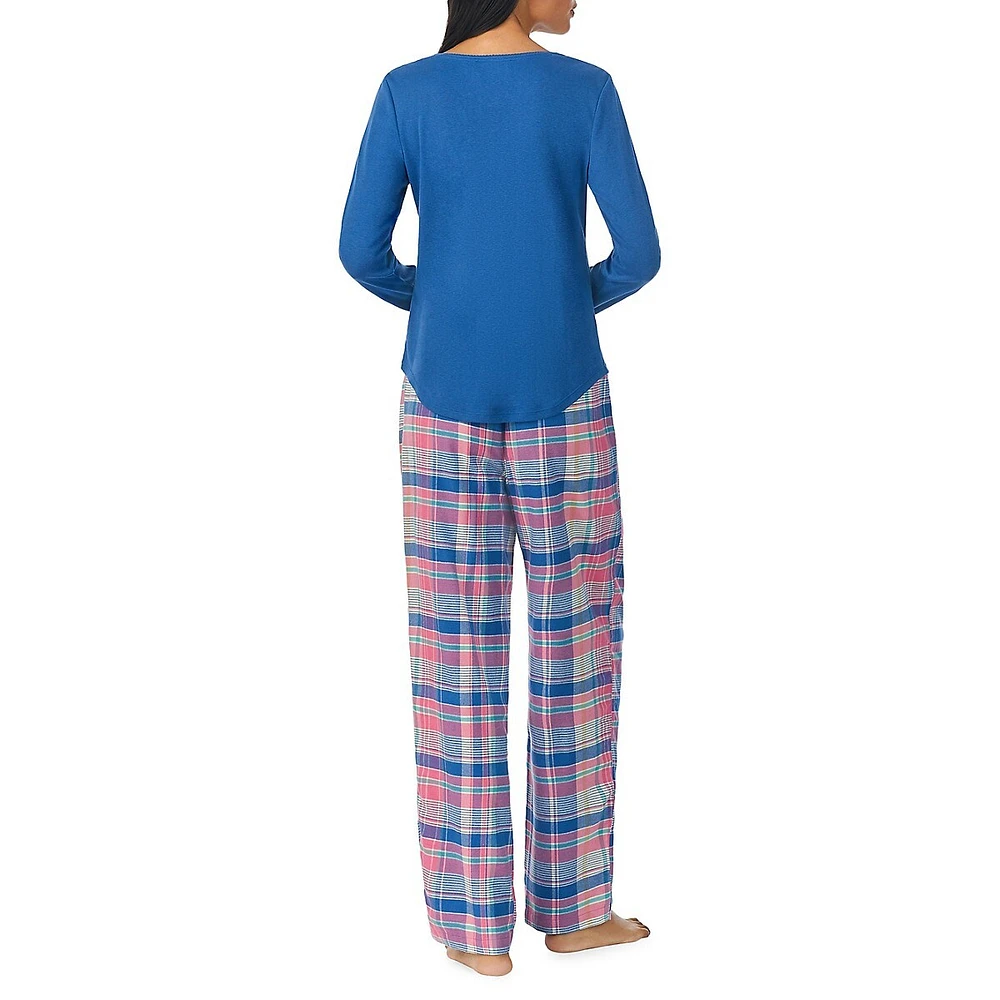 Henley Top & Woven Pant Pyjama Set