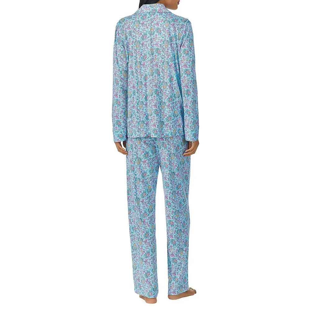 Lauren Ralph Lauren 2-Piece Long-Sleeve Notch-Collar Pyjama Set