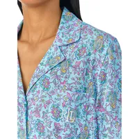 2-Piece Long-Sleeve Notch-Collar Pyjama Set