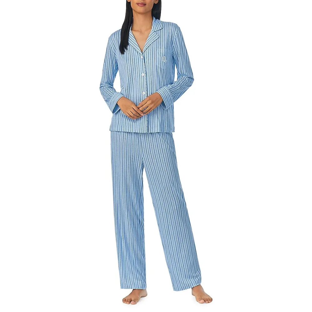 Lauren Ralph Lauren Notch Collar Top & Long Pant Pyjama Set