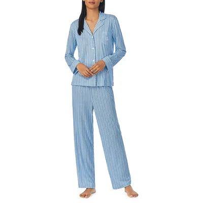 Notch Collar Top & Long Pant Pyjama Set