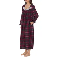Plaid Flannel Lace-Trim Nightgown
