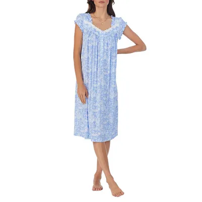 Waltz Cap-Sleeve Floral Nightgown