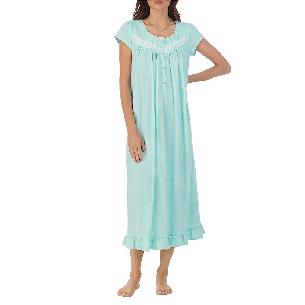 Print Jersey Long Nightgown