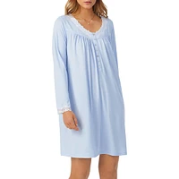 Soft Knit Lace-Trim Short Nightgown