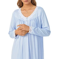 Soft Knit Lace-Trim Short Nightgown