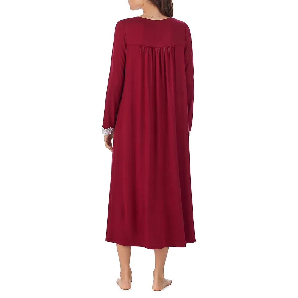 Soft Knit Lace-Trim Nightgown