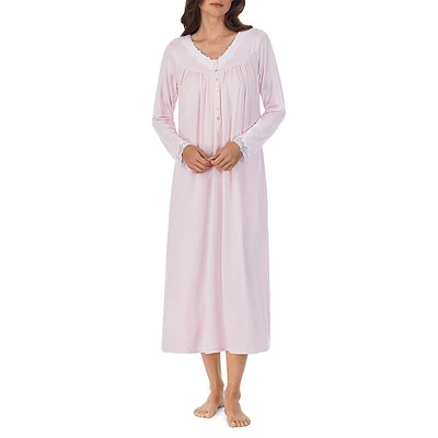 Soft Knit Lace-Trim Nightgown