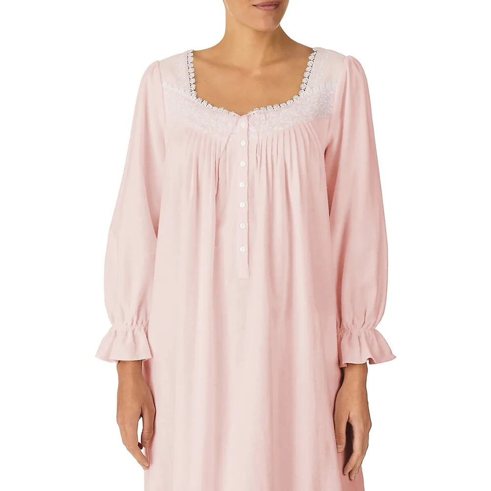 Embroidered Cotton Flannel Ballet Nightgown