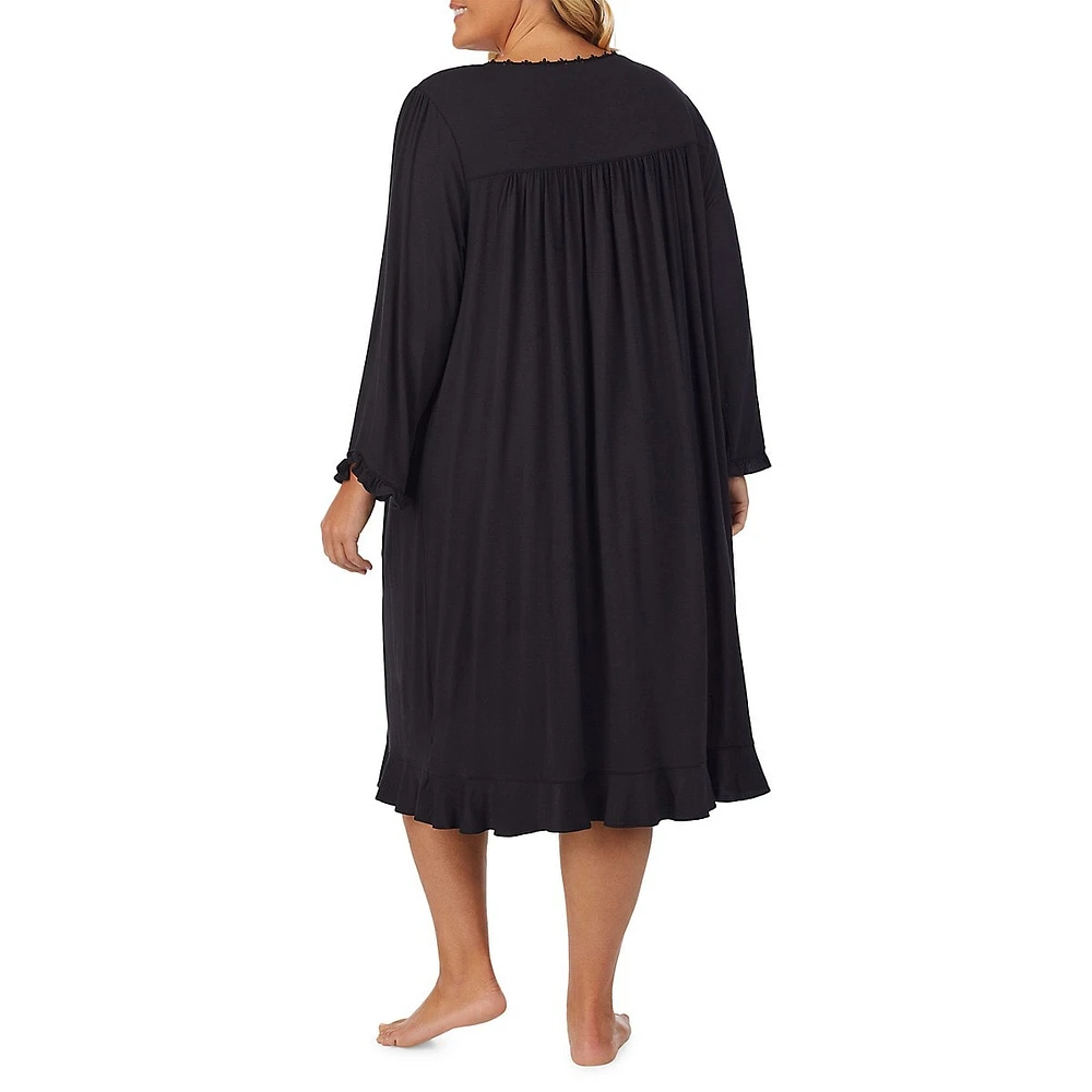 Plus LENZING Modal and Spandex Waltz Long-Sleeve Nightgown