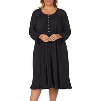 Plus LENZING Modal and Spandex Waltz Long-Sleeve Nightgown
