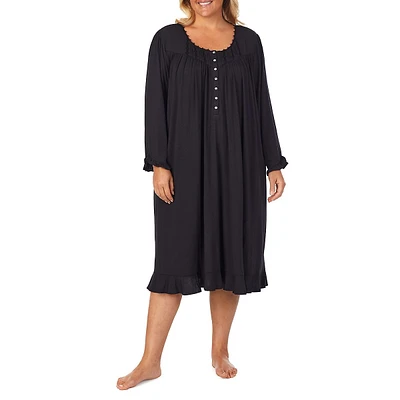 Plus LENZING Modal and Spandex Waltz Long-Sleeve Nightgown