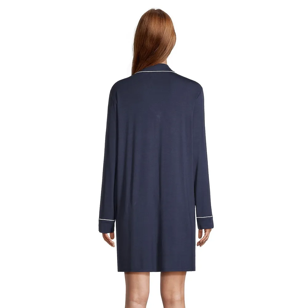 Notch-Collar Tipped Sleepshirt