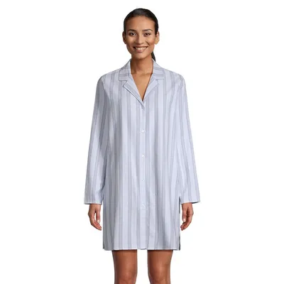 Notch-Collar Flannel Sleepshirt