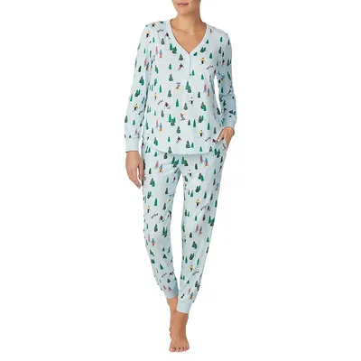 2-Piece Printed Henley Pyjama Set