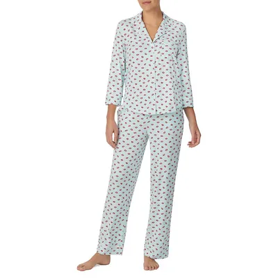 2-Piece Printed Notch Pyjama Set