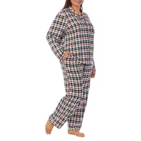Plus Women's 2-Piece Notch-Collar Pyjama Set