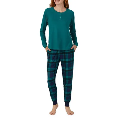 Women's Sweater-Knit Henley Pyjama Top