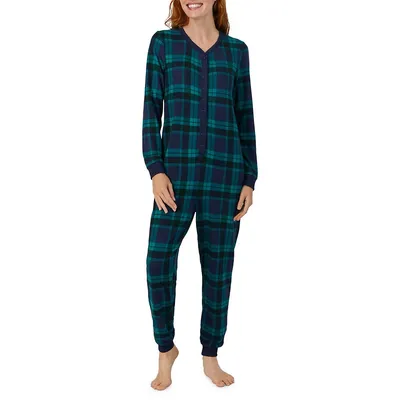 Women's Plaid One-Piece Pyjama Romper