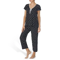 Modal-Blend Cap-Sleeve Top & Pant 2-Piece Pyjama Set