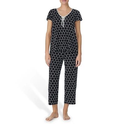 Modal-Blend Cap-Sleeve Top & Pant 2-Piece Pyjama Set