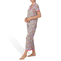 Ensemble pyjama 2 pièces avec chemise à manches courtes et pantalon court en mélange de modal