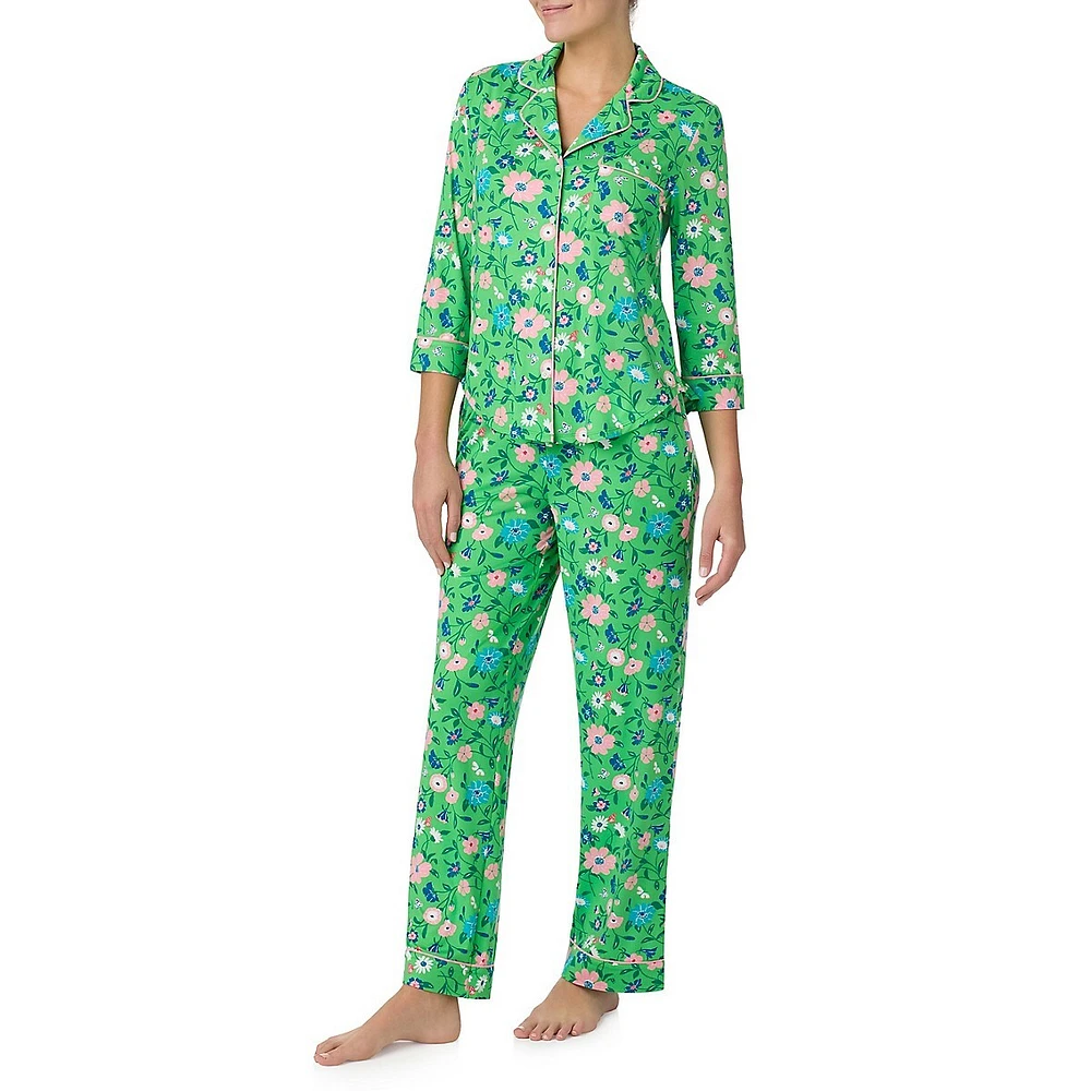 2-Piece Printed Notch Pyjama Set