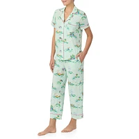 2-Piece Printed Notch Cropped Pyjama Set