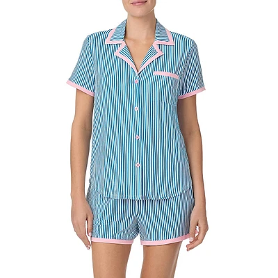 Modal-Blend Short-Sleeve Shirt & Boxer 2-Piece Pyjama Set