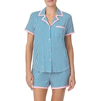 Ensemble pyjama 2 pièces avec chemise à manches courtes et boxer en mélange de modal