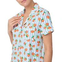 Printed Short-Sleeve Shirt & Crop Pant 2-Piece Pyjama Set