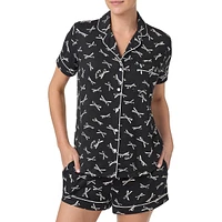 2-Piece Printed Notch Shorts Pyjama Set