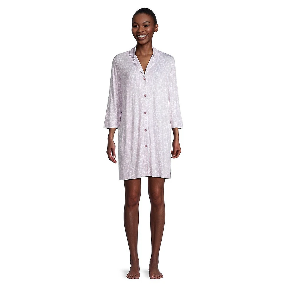 Notch-Collar Tipped Sleepshirt