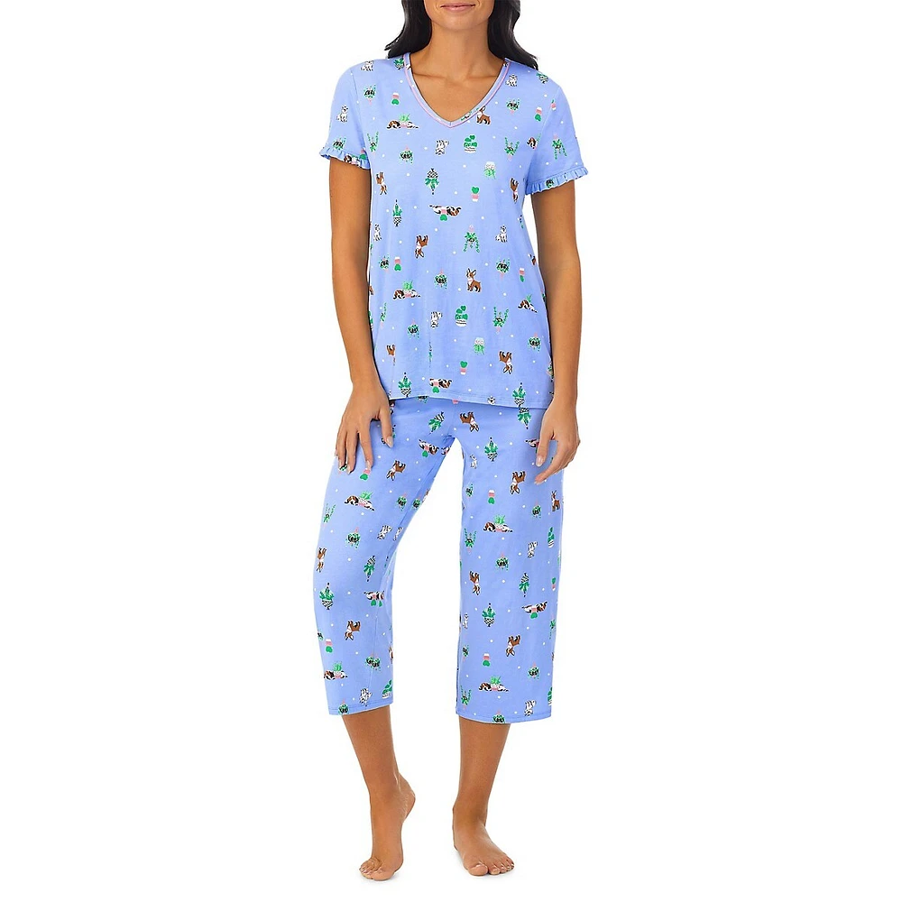 Short-Sleeve Top & Cropped Pant Pyjama Set