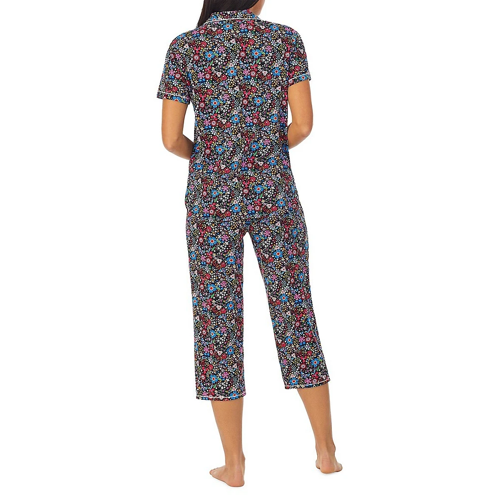 Short-Sleeve Notch Top & Cropped Pant Pyjama Set