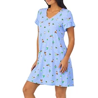 Printed Short-Sleeve Sleepshirt