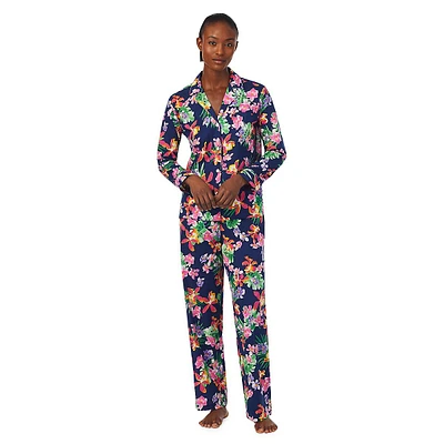 Petite 2-Piece Long-Sleeve Notch-Collar Woven Pyjama Set